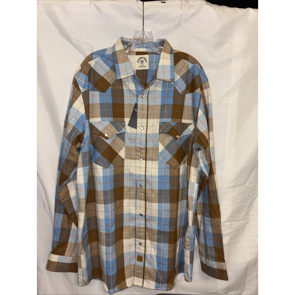 Dubinik Button Down Men's Shirt Plaid Pearl Snap  XL Tall New